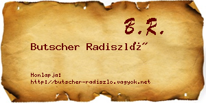 Butscher Radiszló névjegykártya